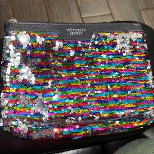 Victoria's Secret Rainbow Sequin Cosmetic Bag